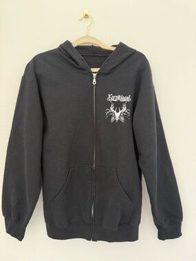 Black Zip-Up Folk Metal Hoodie